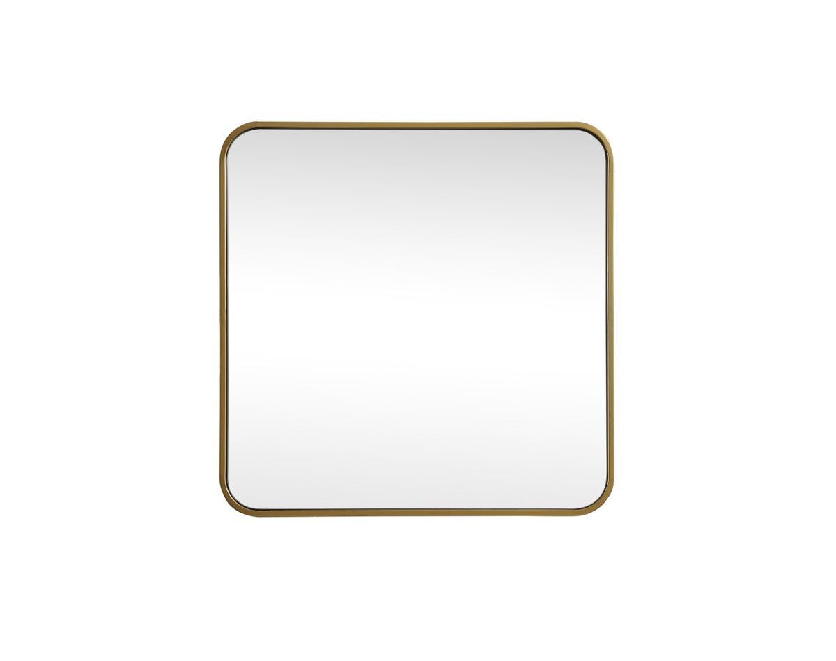 Soft Corner Metal Square Mirror 24X24 Inch In Brass by Elegant Decor