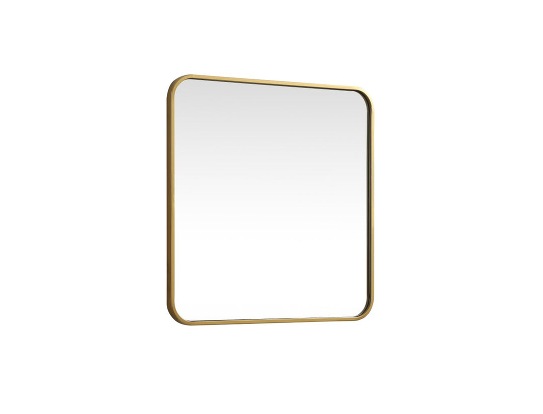 Soft Corner Metal Square Mirror 24X24 Inch In Brass
