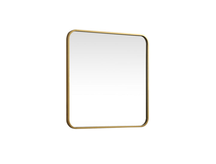 Soft Corner Metal Square Mirror 24X24 Inch In Brass