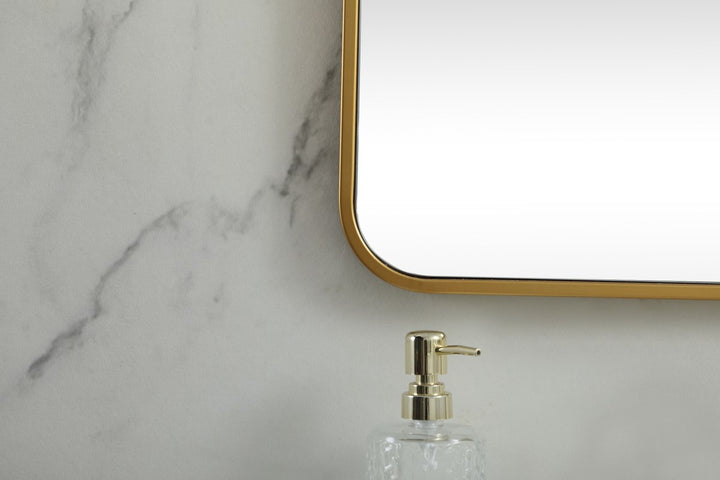 Soft Corner Metal Square Mirror 24X24 Inch In Brass