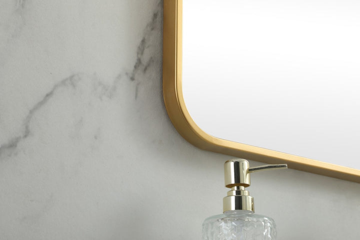 Soft Corner Metal Square Mirror 24X24 Inch In Brass