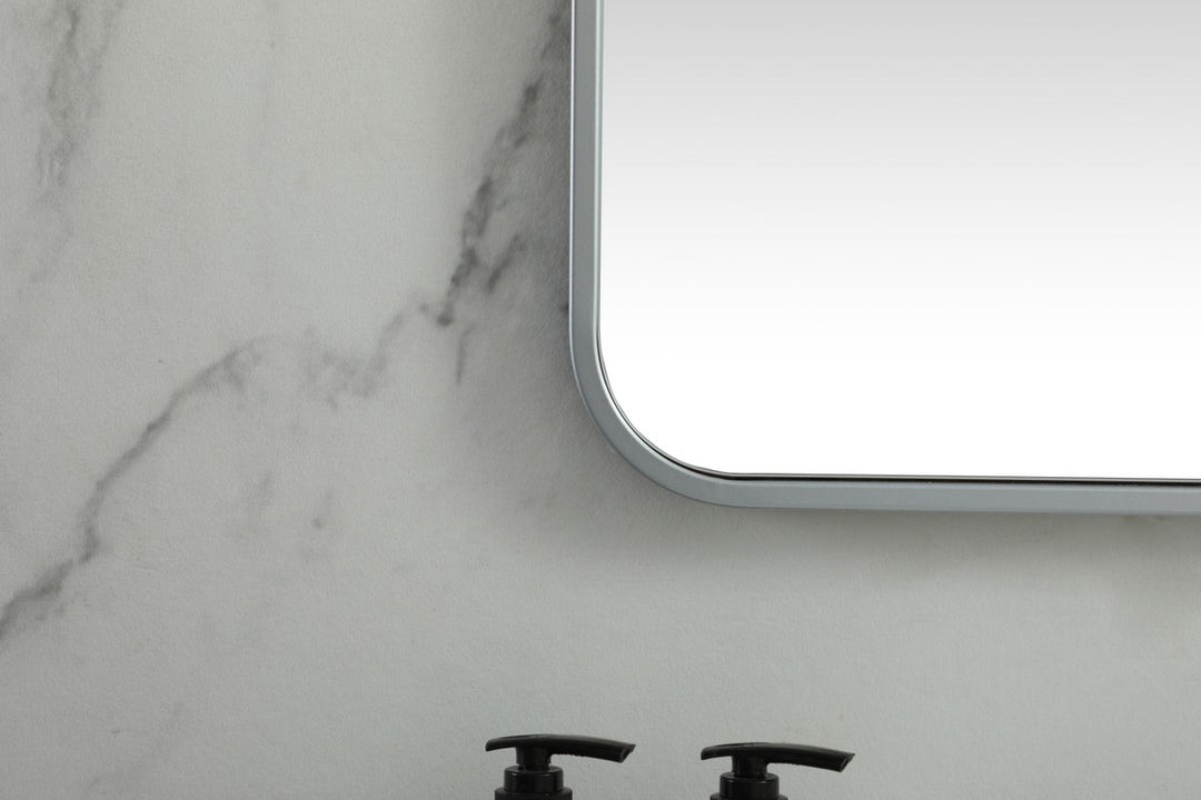 Soft Corner Metal Square Mirror 24X24 Inch In Silver