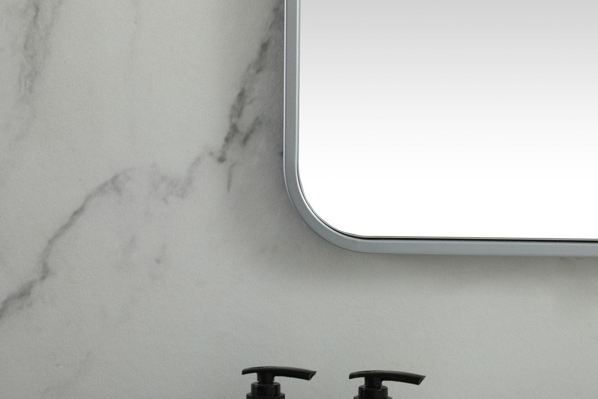 Soft Corner Metal Square Mirror 24X24 Inch In Silver