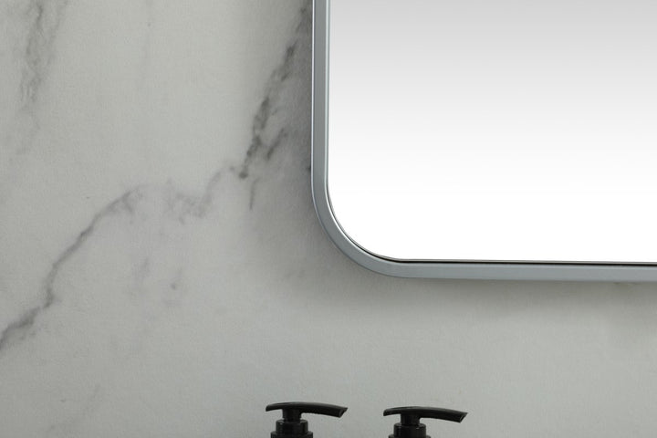 Soft Corner Metal Square Mirror 24X24 Inch In Silver