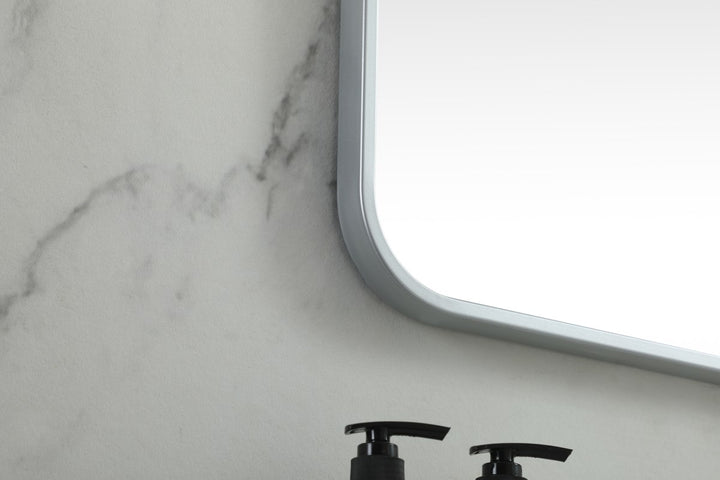 Soft Corner Metal Square Mirror 24X24 Inch In Silver