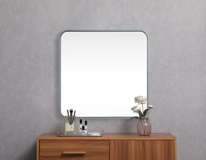 Soft Corner Metal Square Mirror 24X24 Inch In Silver