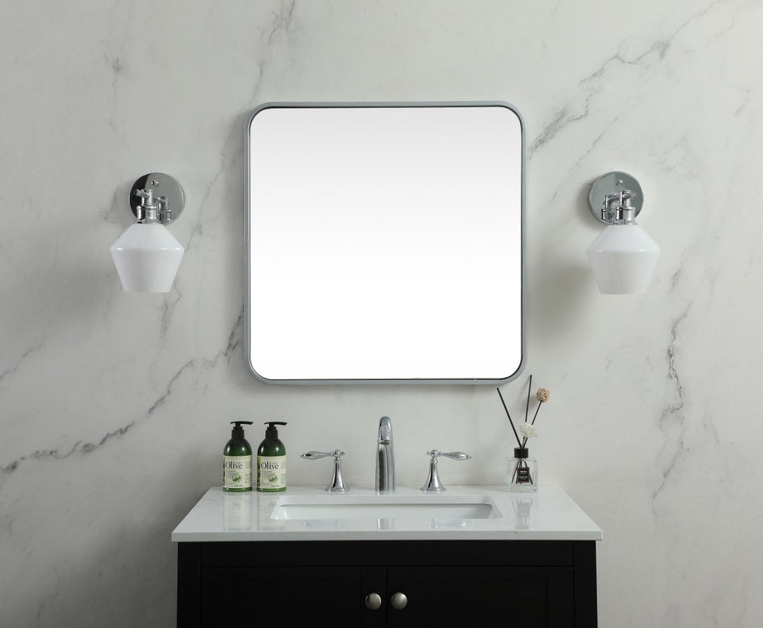 Soft Corner Metal Square Mirror 24X24 Inch In Silver