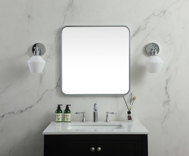 Soft Corner Metal Square Mirror 24X24 Inch In Silver
