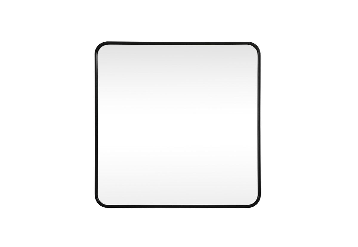 Soft Corner Metal Square Mirror 30X30 Inch In Black by Elegant Decor