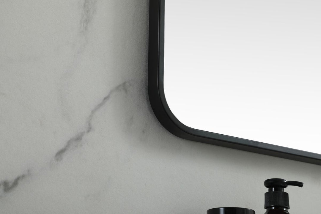 Soft Corner Metal Square Mirror 30X30 Inch In Black