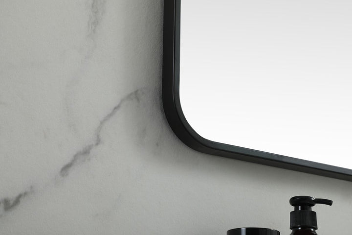 Soft Corner Metal Square Mirror 30X30 Inch In Black