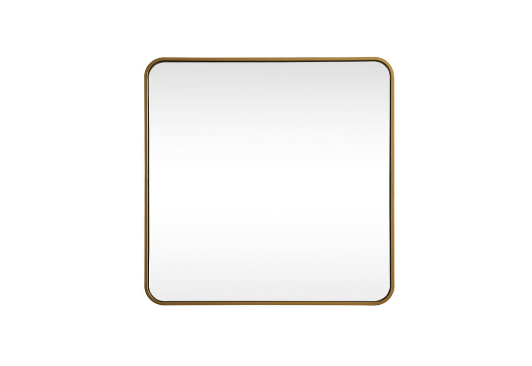 Soft Corner Metal Square Mirror 30X30 Inch In Brass by Elegant Decor