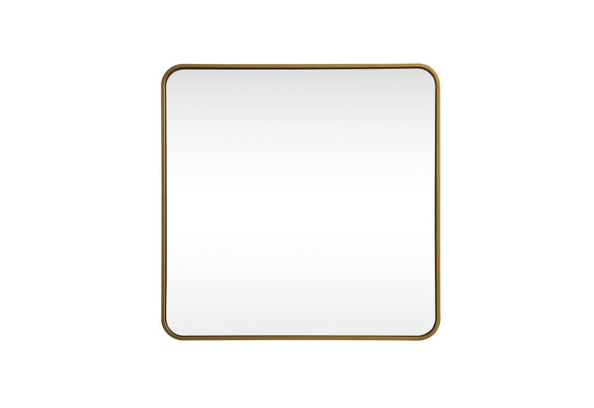 Soft Corner Metal Square Mirror 30X30 Inch In Brass by Elegant Decor