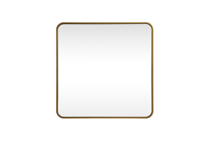 Soft Corner Metal Square Mirror 30X30 Inch In Brass by Elegant Decor