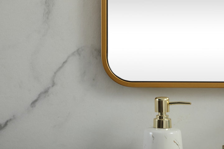 Soft Corner Metal Square Mirror 30X30 Inch In Brass