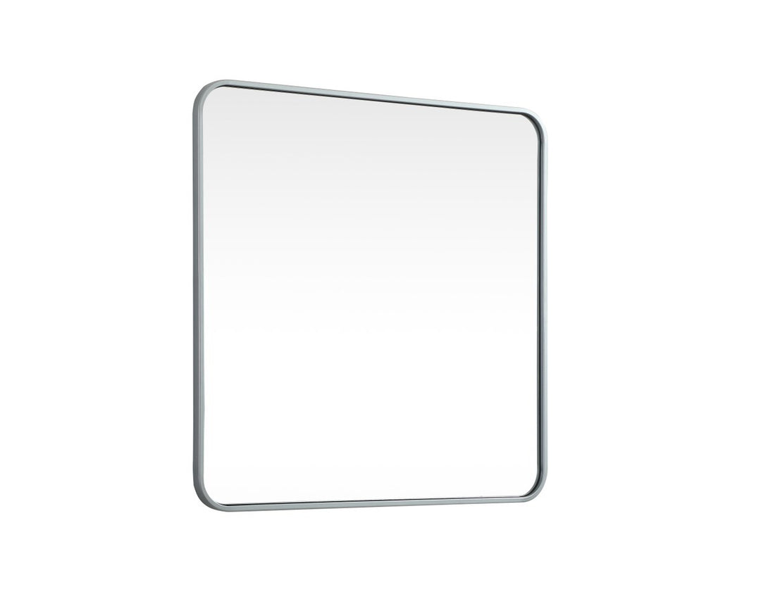 Soft Corner Metal Square Mirror 30X30 Inch In Silver