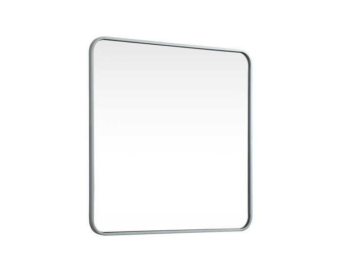 Soft Corner Metal Square Mirror 30X30 Inch In Silver