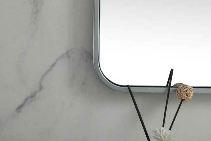Soft Corner Metal Square Mirror 30X30 Inch In Silver