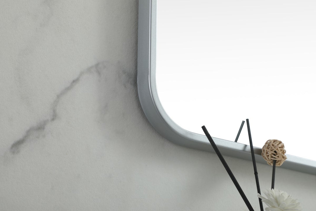Soft Corner Metal Square Mirror 30X30 Inch In Silver