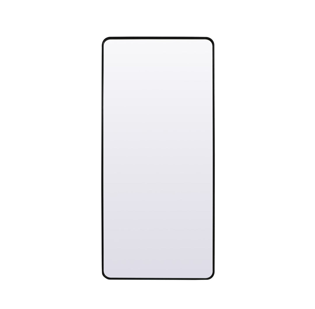 Soft Corner Metal Rectangle Mirror 32X72 Inch In Black by Elegant Decor