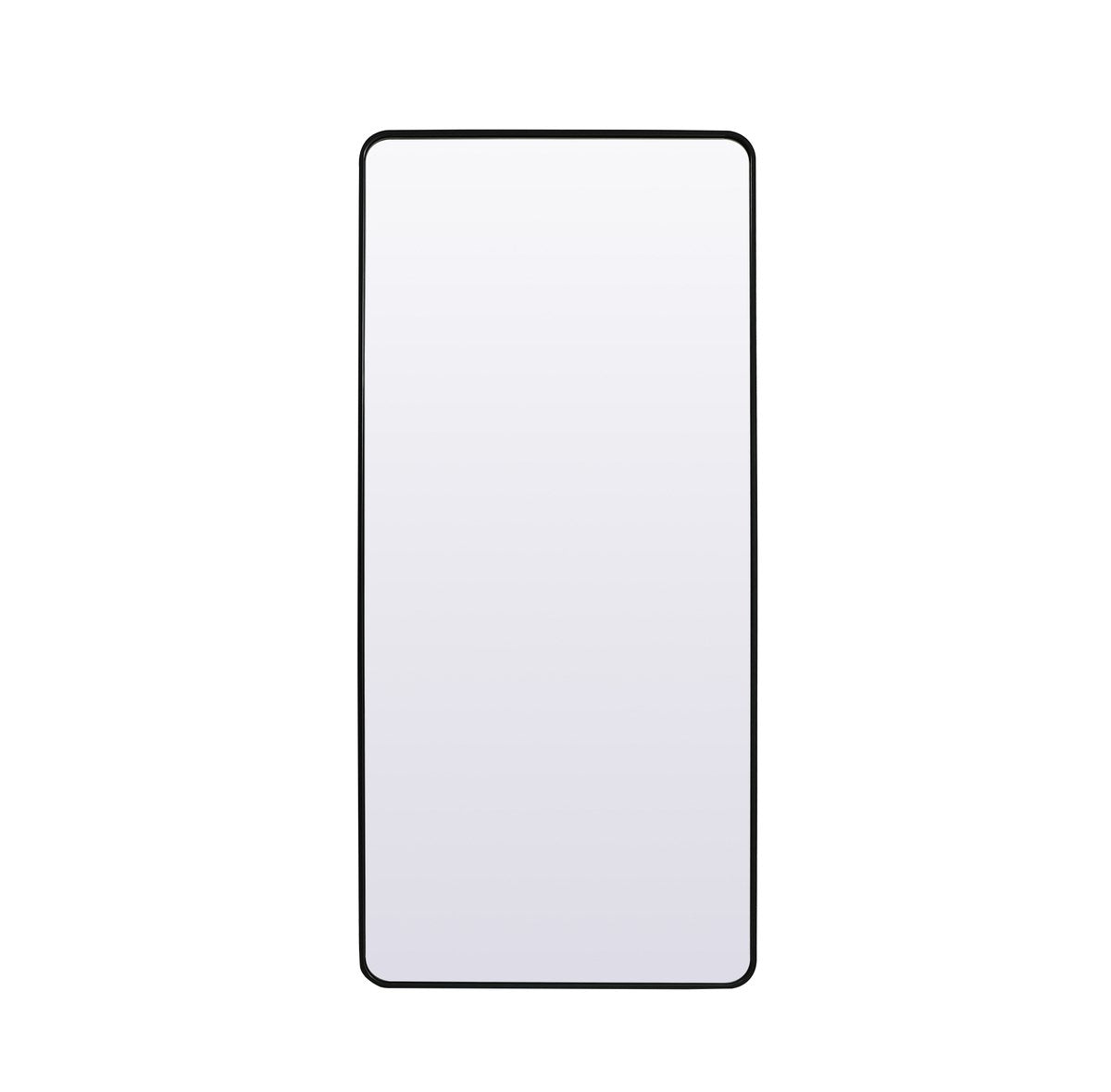 Soft Corner Metal Rectangle Mirror 32X72 Inch In Black by Elegant Decor