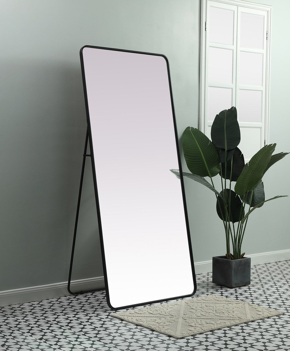 Soft Corner Metal Rectangle Mirror 32X72 Inch In Black