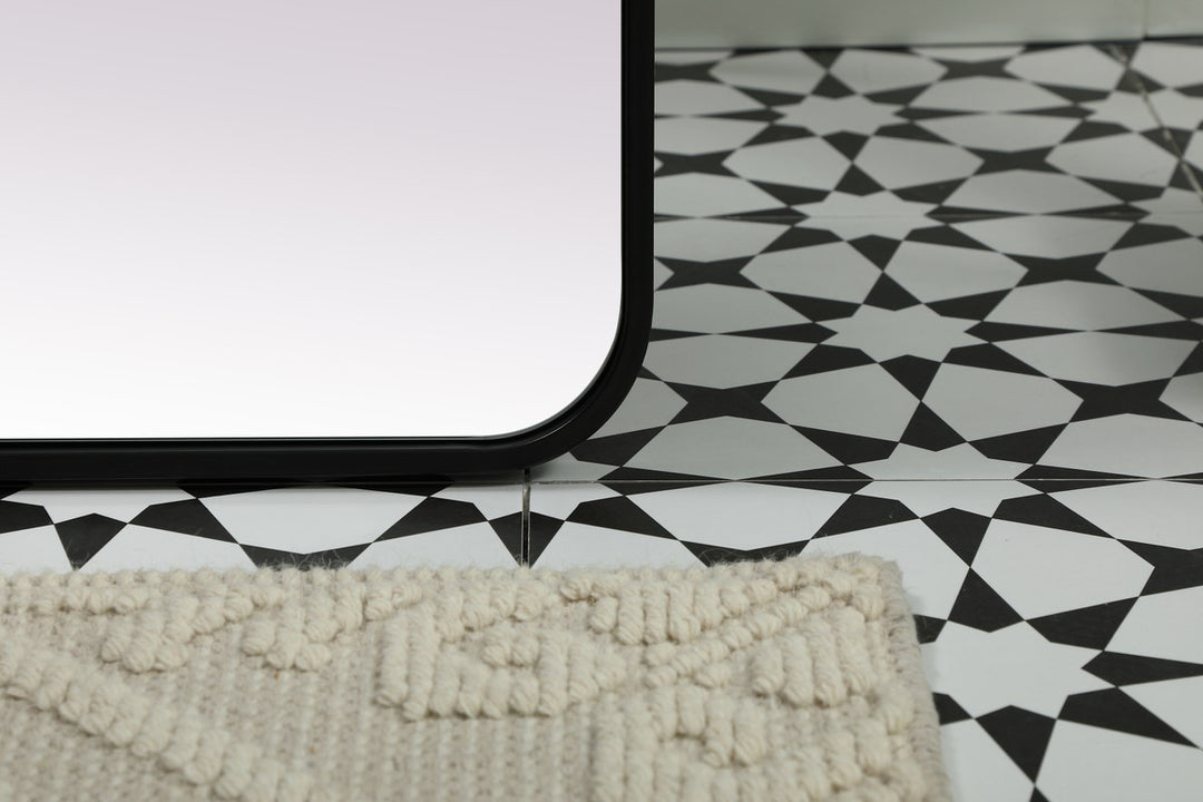 Soft Corner Metal Rectangle Mirror 32X72 Inch In Black
