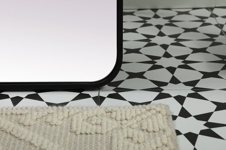Soft Corner Metal Rectangle Mirror 32X72 Inch In Black