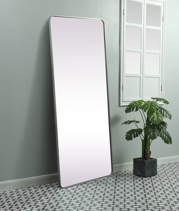 Soft Corner Metal Rectangle Mirror 32X72 Inch In Silver