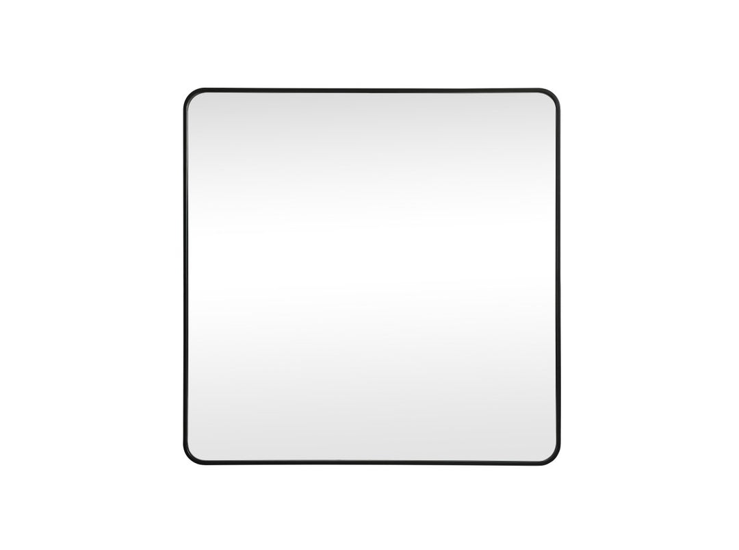 Soft Corner Metal Square Mirror 42X42 Inch In Black by Elegant Decor