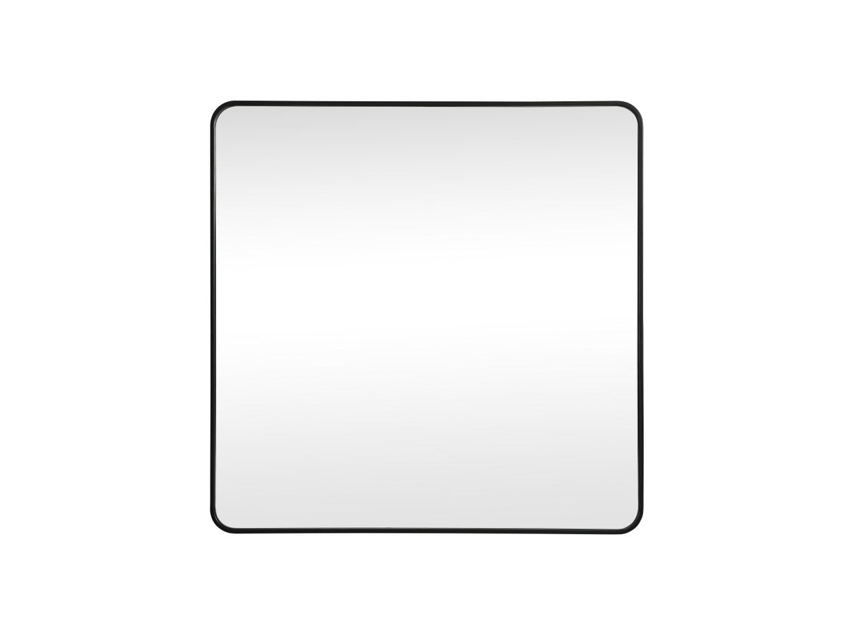Soft Corner Metal Square Mirror 42X42 Inch In Black by Elegant Decor