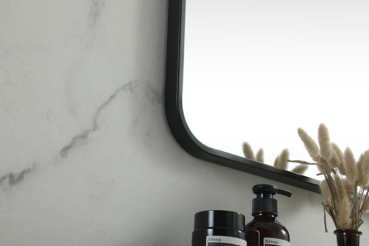 Soft Corner Metal Square Mirror 42X42 Inch In Black
