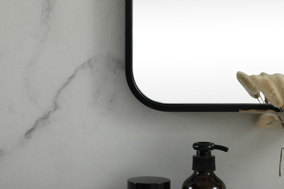 Soft Corner Metal Square Mirror 42X42 Inch In Black