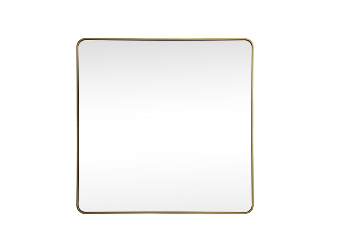 Soft Corner Metal Square Mirror 42X42 Inch In Brass by Elegant Decor
