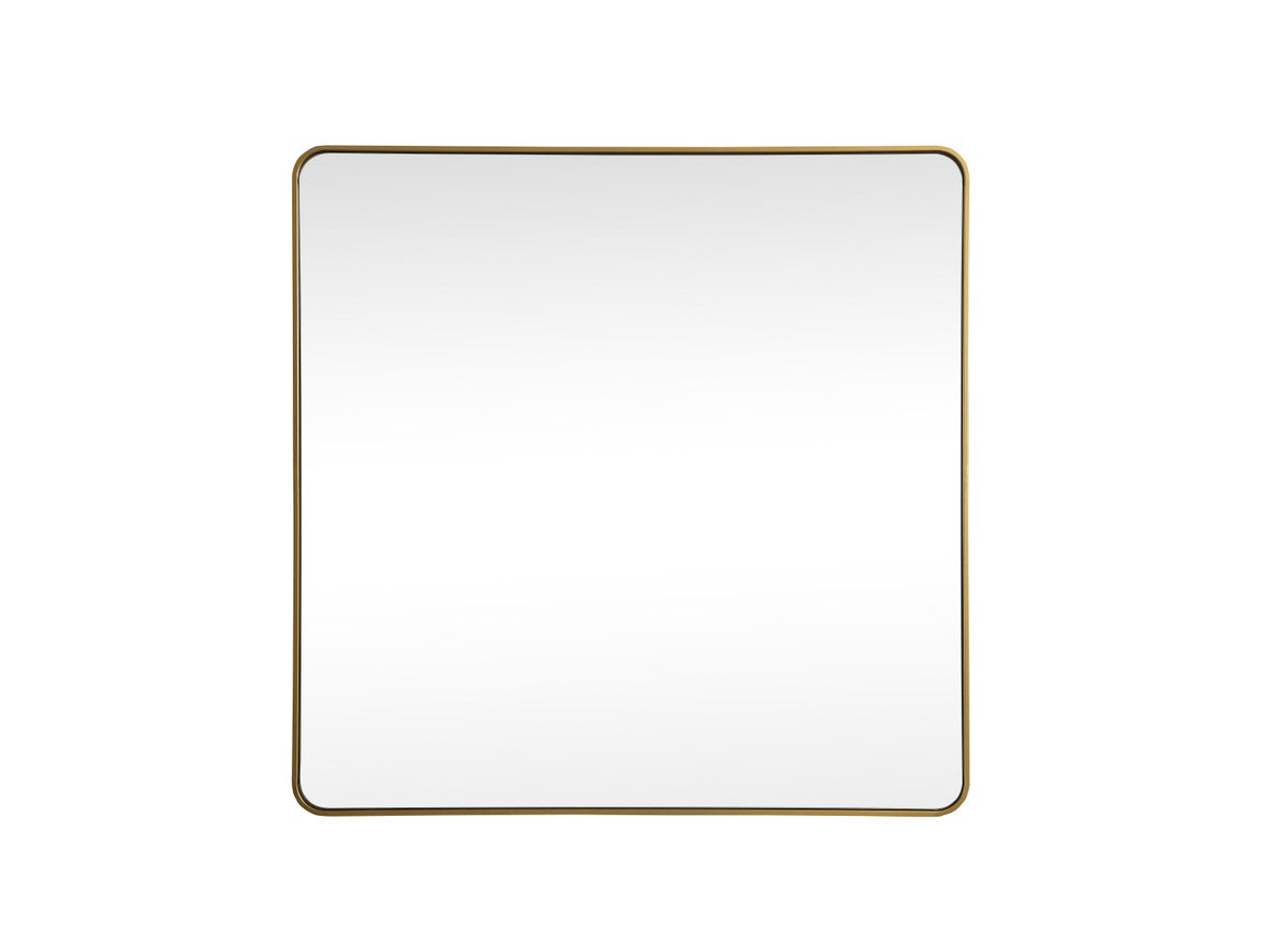 Soft Corner Metal Square Mirror 42X42 Inch In Brass by Elegant Decor