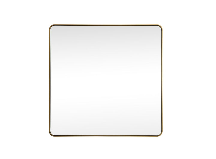 Soft Corner Metal Square Mirror 42X42 Inch In Brass by Elegant Decor