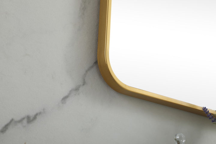 Soft Corner Metal Square Mirror 42X42 Inch In Brass