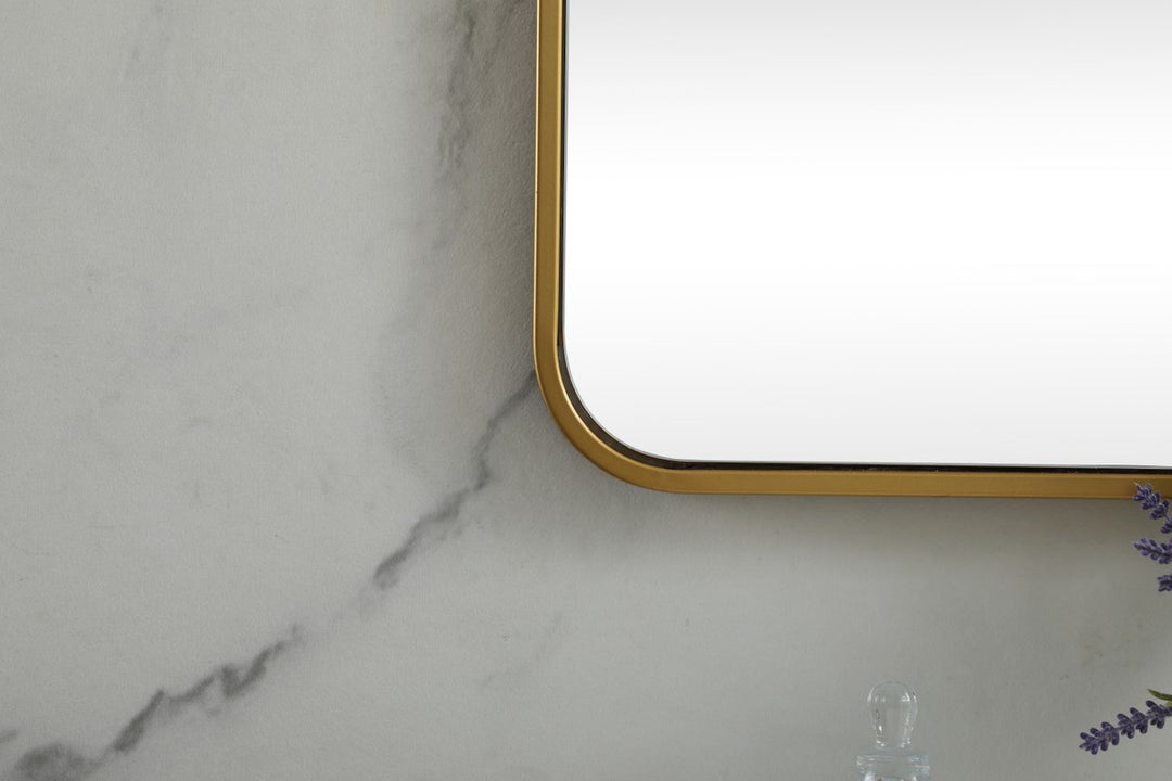 Soft Corner Metal Square Mirror 42X42 Inch In Brass