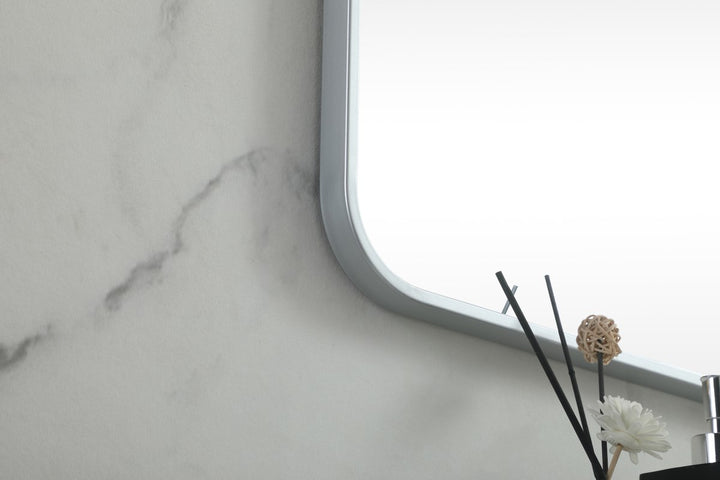 Soft Corner Metal Square Mirror 42X42 Inch In Silver