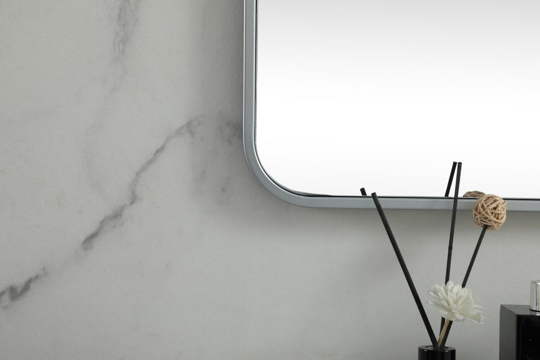 Soft Corner Metal Square Mirror 42X42 Inch In Silver