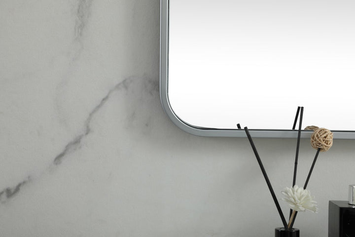 Soft Corner Metal Square Mirror 42X42 Inch In Silver