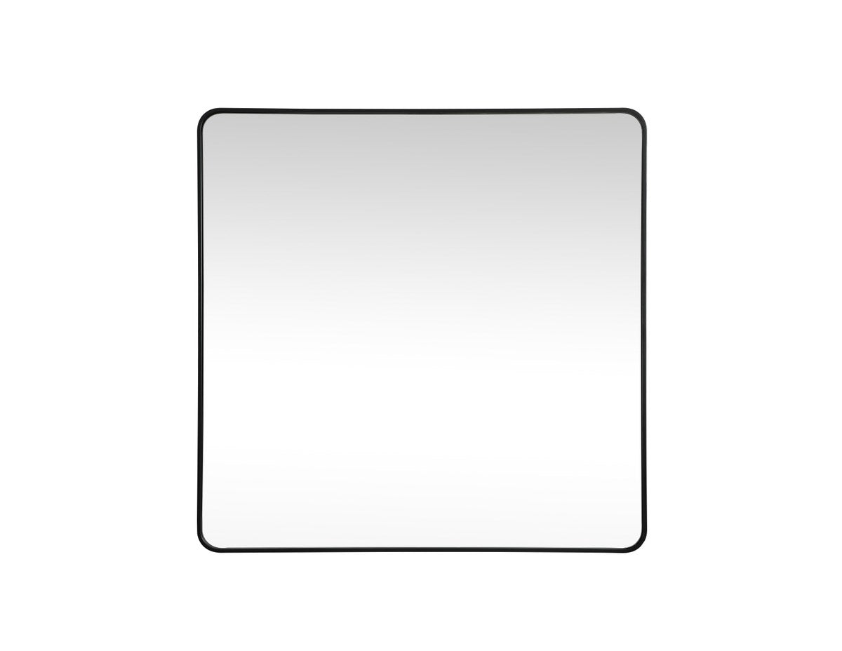 Soft Corner Metal Square Mirror 48X48 Inch In Black by Elegant Decor