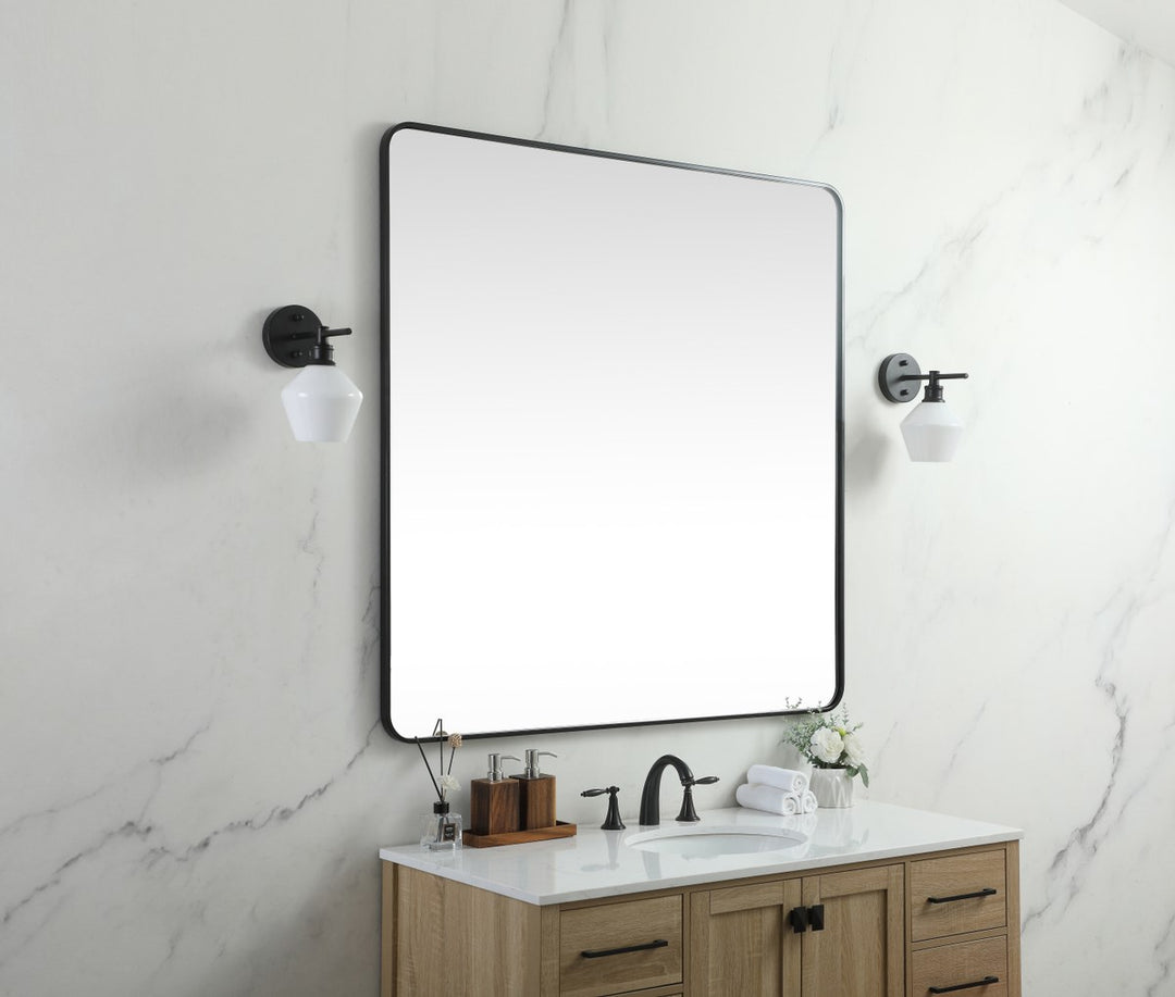 Soft Corner Metal Square Mirror 48X48 Inch In Black