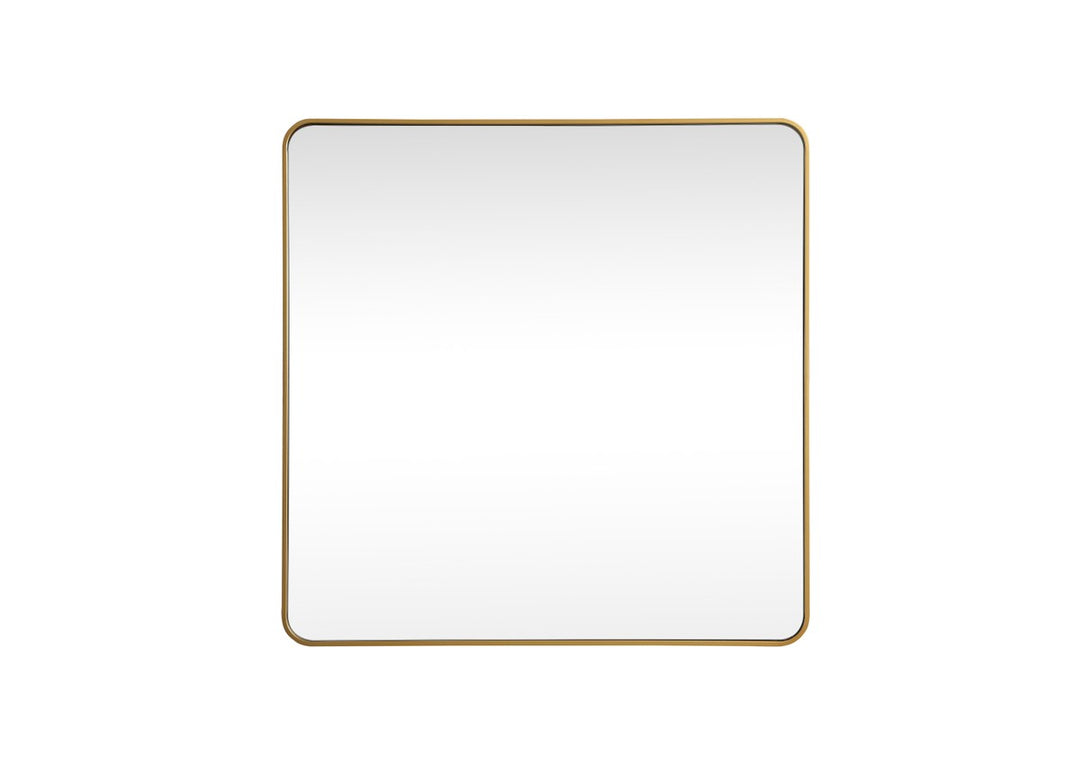 Soft Corner Metal Square Mirror 48X48 Inch In Brass by Elegant Decor