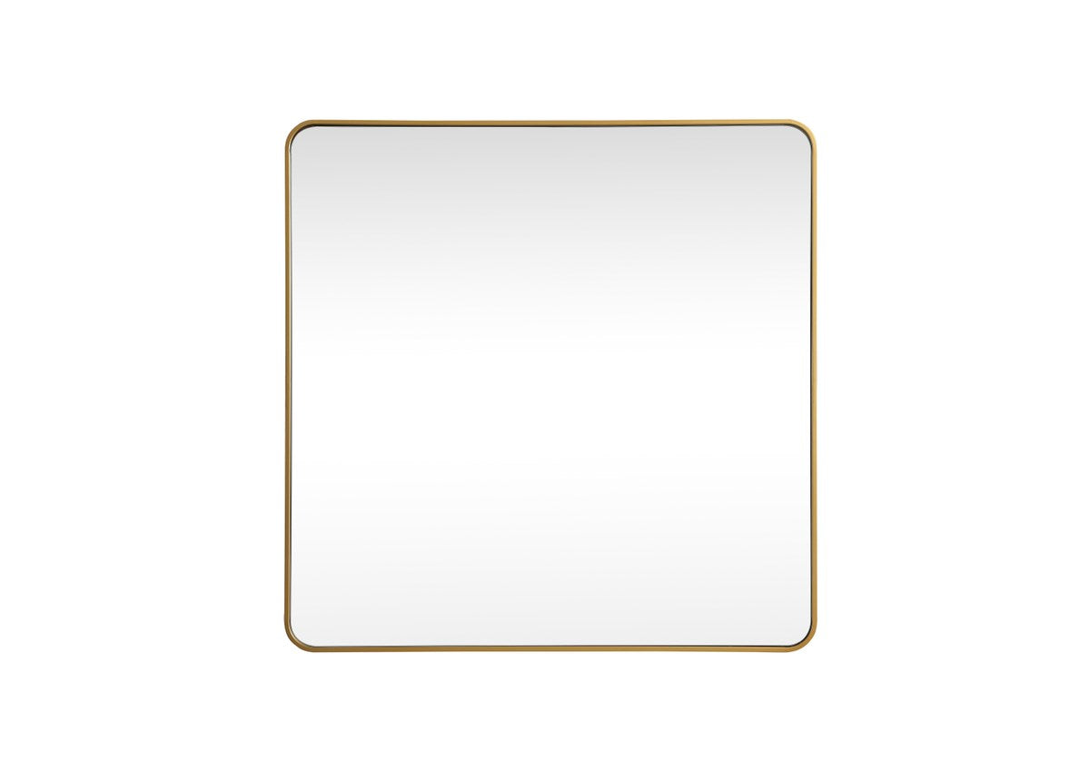 Soft Corner Metal Square Mirror 48X48 Inch In Brass by Elegant Decor