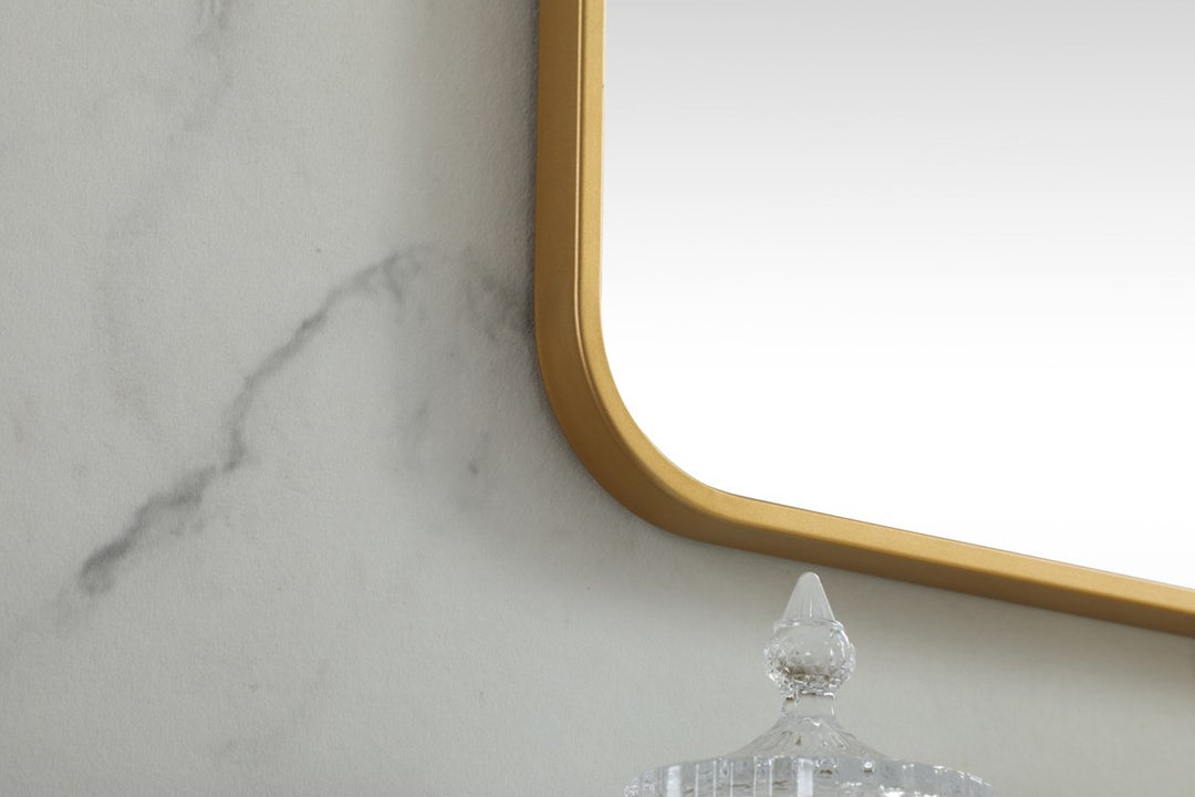 Soft Corner Metal Square Mirror 48X48 Inch In Brass