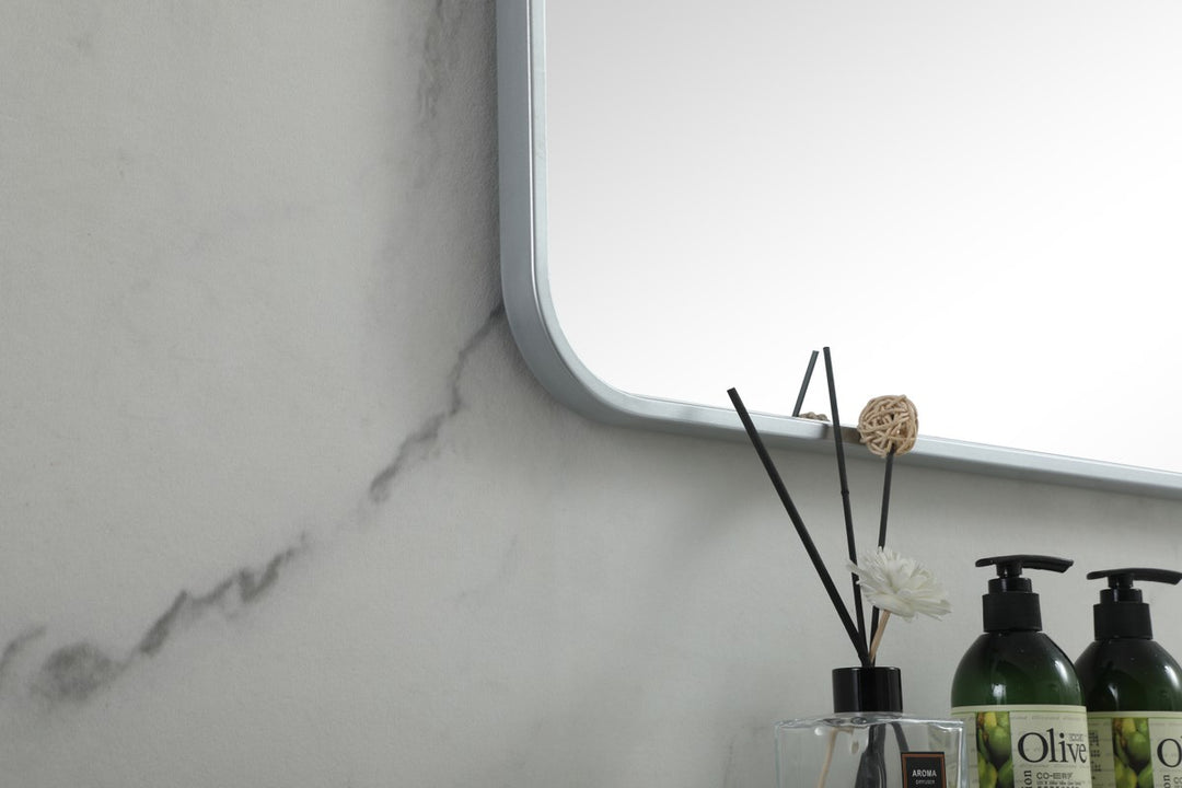 Soft Corner Metal Square Mirror 48X48 Inch In Silver