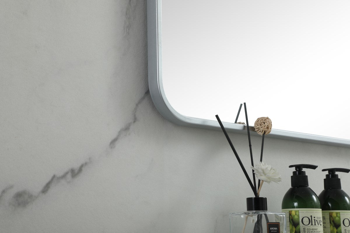 Soft Corner Metal Square Mirror 48X48 Inch In Silver