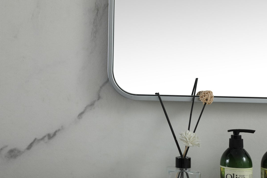 Soft Corner Metal Square Mirror 48X48 Inch In Silver