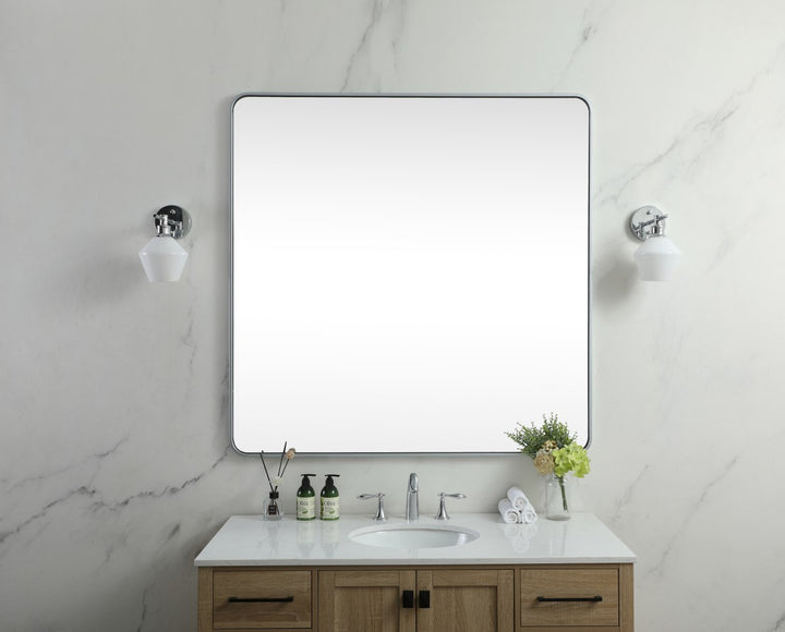 Soft Corner Metal Square Mirror 48X48 Inch In Silver